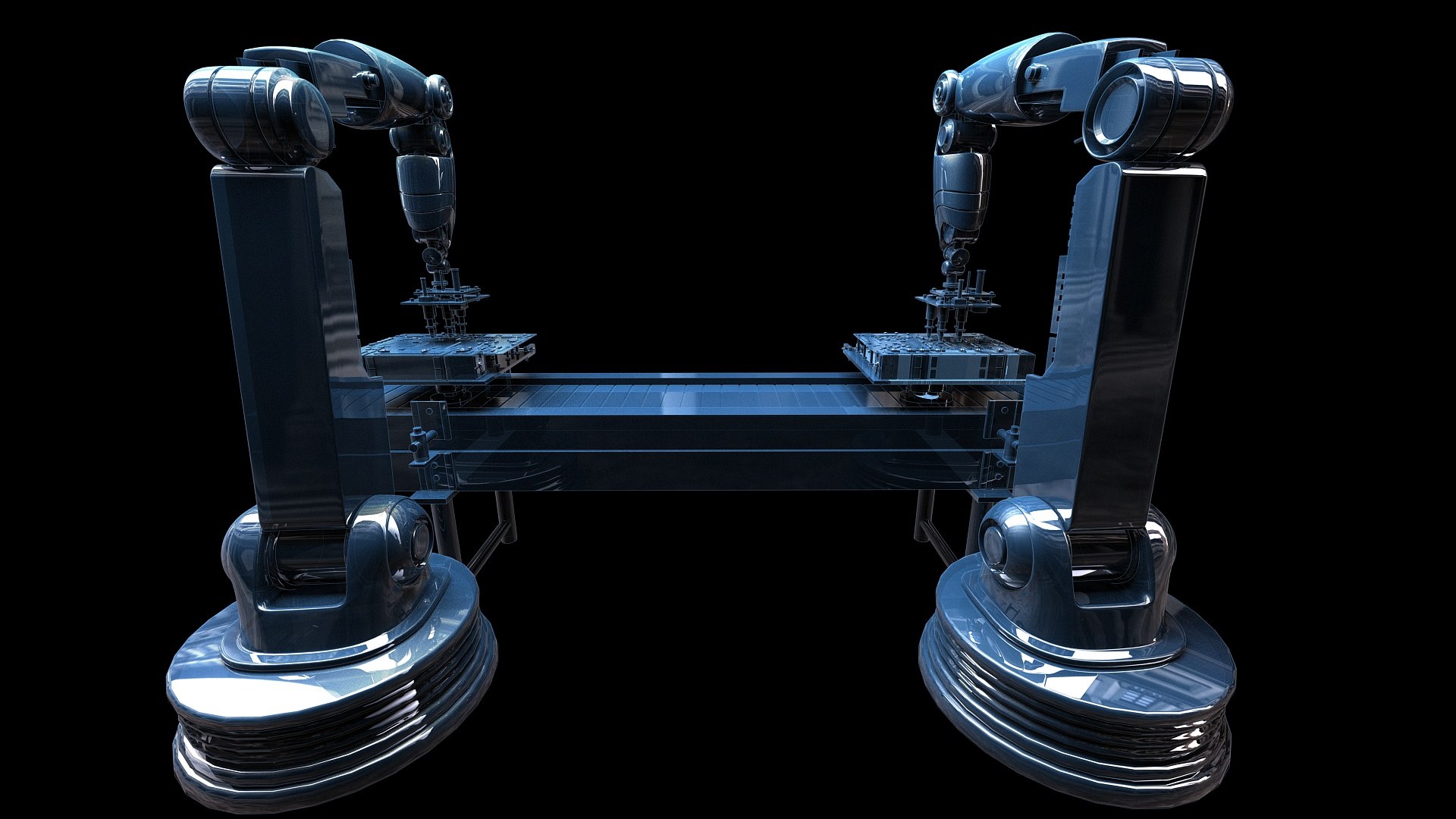 3D Robotic arm console Robotic automation Chip manufacturing Circuit ...