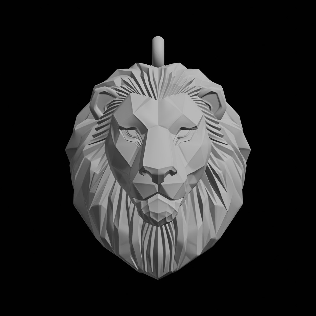 modèle 3D de Modèle 3D à imprimer d'un pendentif tête de lion low poly ...