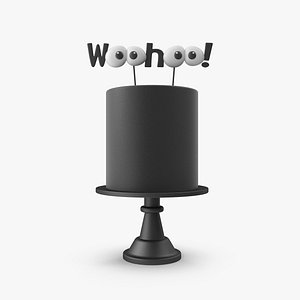 3D Halloween Black Cake with Woohoo Topper model