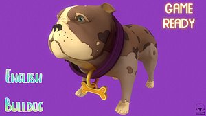 3D Spotted Brown English Bulldog model
