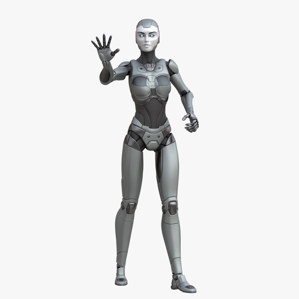 3D sci-fi female robot