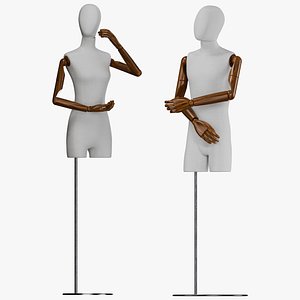 3D Rigged Sewing Male and Female Mannequin 02 model