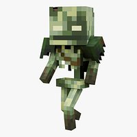 Minecraft Bogged Rigged Swamp Skeleton 3D Model Game Ready 4K PBR
