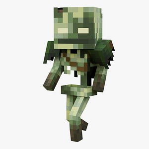 Minecraft Bogged Rigged Swamp Skeleton 3D Model Game Ready 4K PBR