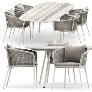 Knot armchair and Minus Dining table flint CT220