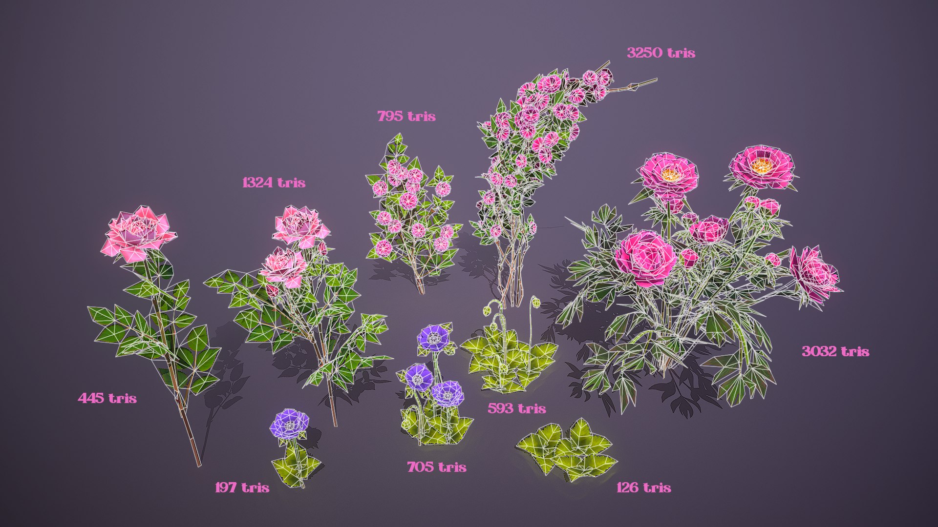 FLowers Pack 3D model https://p.turbosquid.com/ts-thumb/6v/opj5yL/OP/flower_tech_06/png/1676125236/1920x1080/fit_q87/d982a4c837dcdbe56bcf1888c2d98aaba4ea1b95/flower_tech_06.jpg