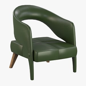 3D model Aesthetic green leather chair