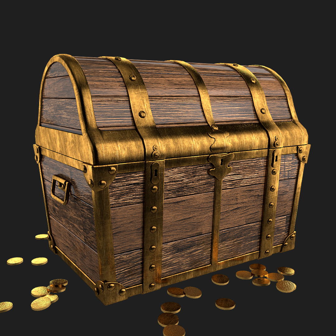 Treasure chest with gold | 3D model