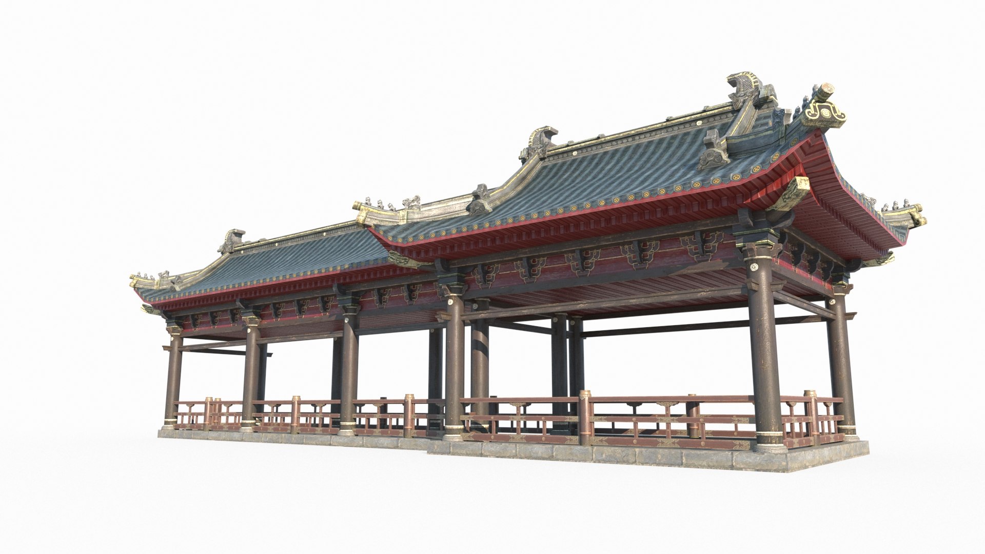 Ancient Asian Architecture And Garden Corridor 3D Model - TurboSquid ...