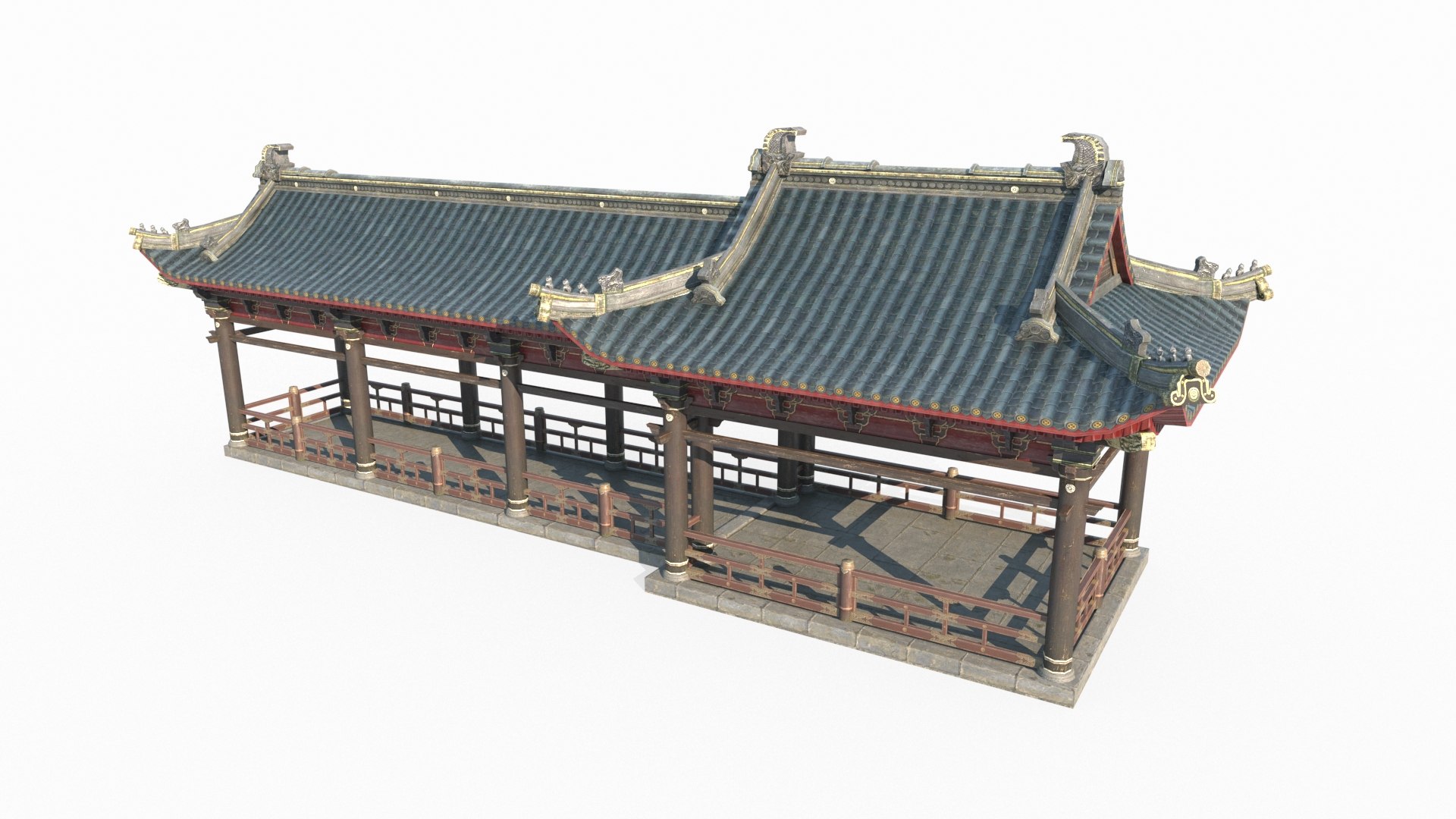 Ancient Asian Architecture And Garden Corridor 3D Model - TurboSquid ...