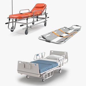 ambulance stretcher medical bed 3D