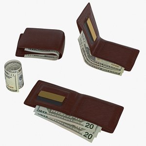 3D United States 20 Dollars Wallet Money Purse model