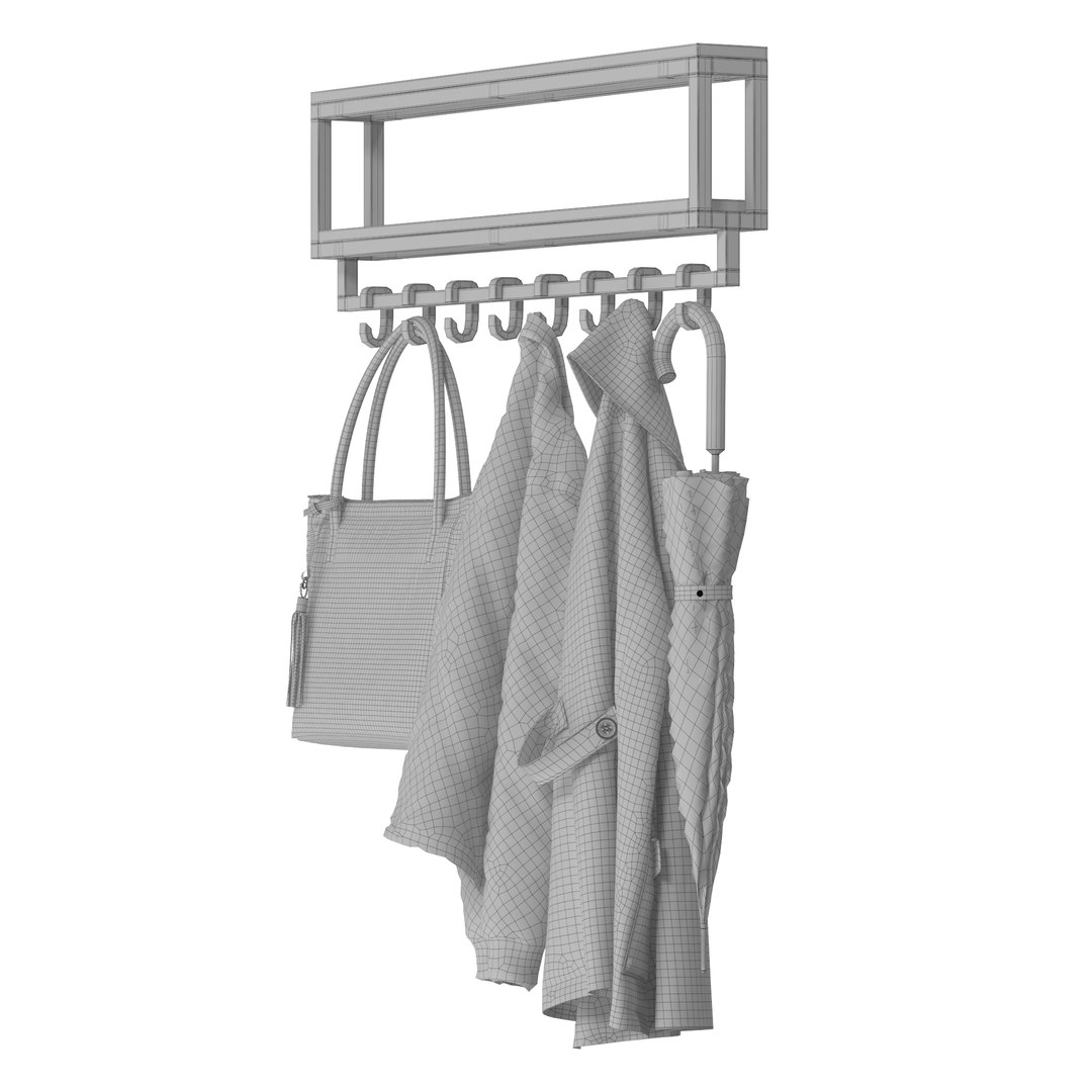 Wooden Metal Coat Rack Wall Mount 3D TurboSquid 2293509