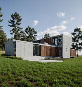 Modern Minimalist Villa 3D Model 2 Story House FBX OBJ IFC SKP ArchViz Ready 3D model