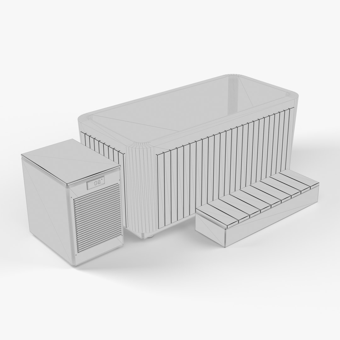 Outdoor Cold Plunge Tub Oak Cladding Chiller and Cover 3D model https://p.turbosquid.com/ts-thumb/6w/bfUz8Y/rK/99_wireframe/jpg/1789028312/1920x1080/fit_q87/e32cac37f7eba8dd394f010e606717042665cab0/99_wireframe.jpg
