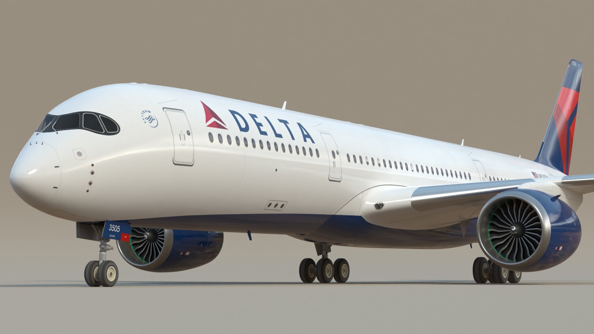 Delta Air Lines A350 SC 3D model https://p.turbosquid.com/ts-thumb/6w/gFkvxm/l2/a35delscpr1/jpg/1724509847/1920x1080/fit_q87/dca012c9363c795893495aded235c9ea8c0c16f0/a35delscpr1.jpg