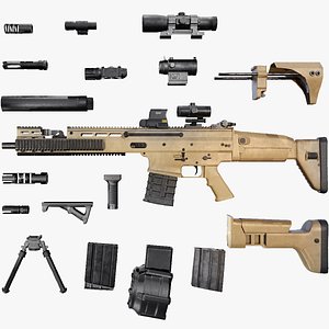 FN SCAR - H - 25 Attachments - Customizable - Highly Detailed - PBR