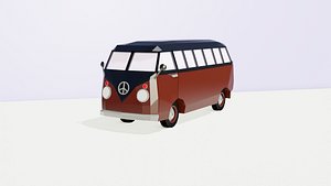 vintage camper van hippy 3D model