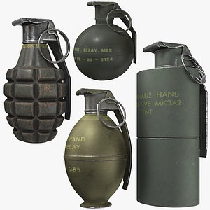 3D Grenade Pack 4K PBR Textures model