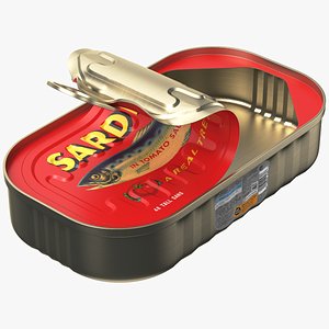 Detailed Opened Sardines Tin Can 3D model