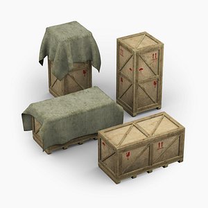 Heavy Duty Wooden Cargo Box Crate model