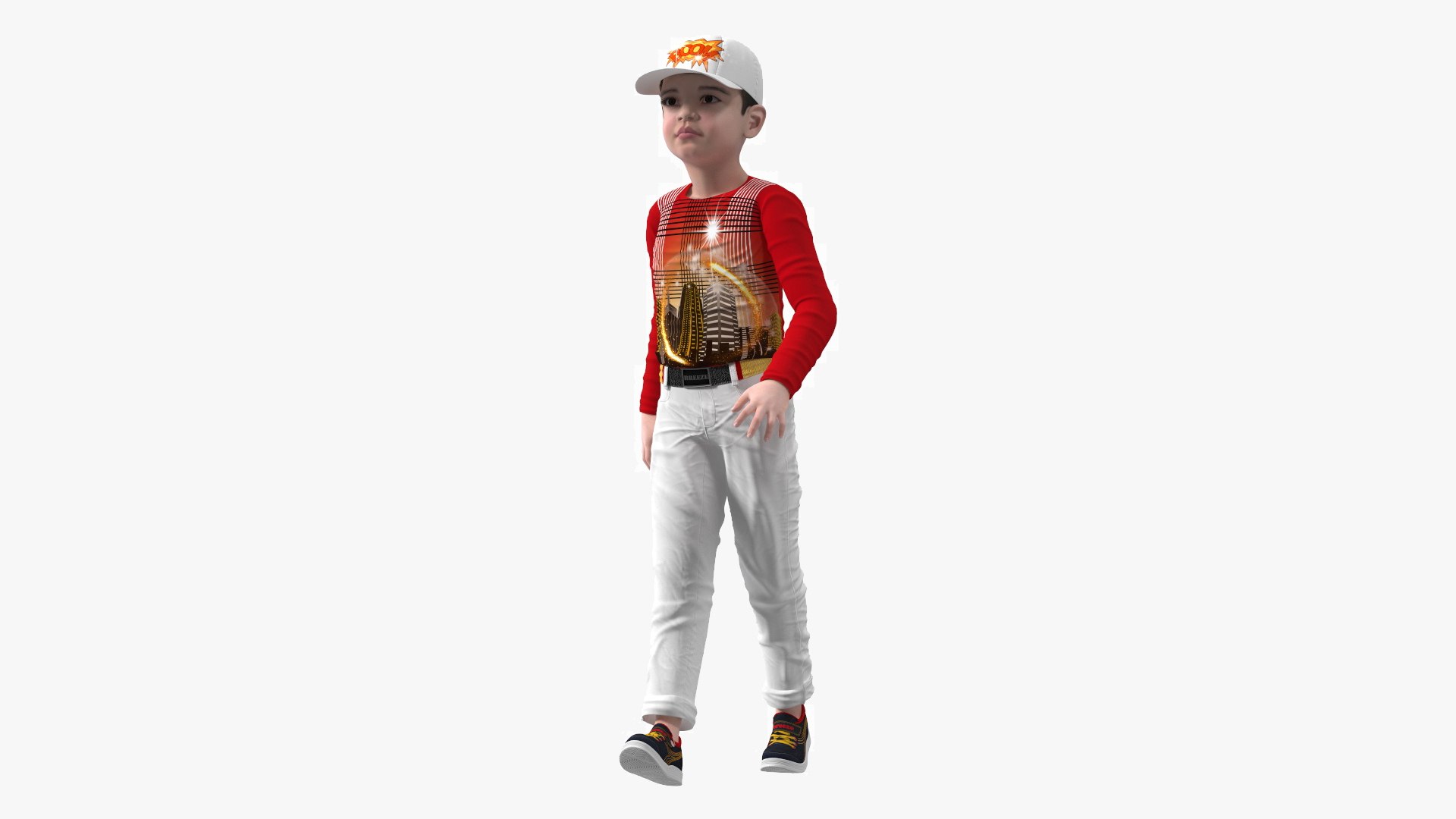 Asian Child Boy Street Style Rigged for Cinema 4D 3D model preview