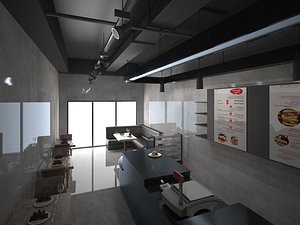 restaurant black cafe interior 3D model