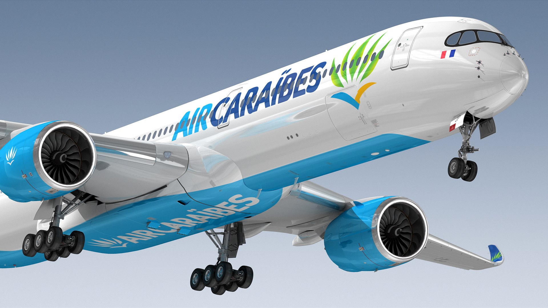 Airbus A350-1000 Air Caraibes 3D https://p.turbosquid.com/ts-thumb/6x/aHB1Cs/6R/a350_1000_caraibes1_0006/jpg/1781794861/1920x1080/fit_q87/3e55b7e385b323abaffe0ccdfa216cfc6f4f82ab/a350_1000_caraibes1_0006.jpg