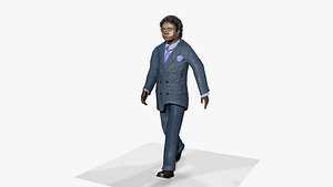 Animated Walking Businessman African American With Blue Suit