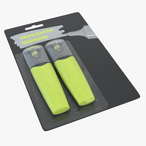 3D model 2 Highlighter Markers with Package