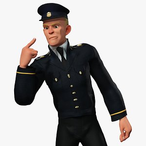 Cartoon Police Officer in Uniform