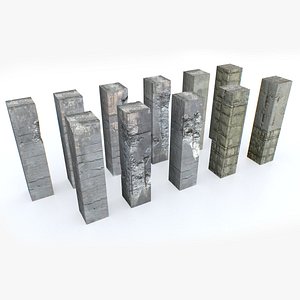 Damaged Columns Pack 3D