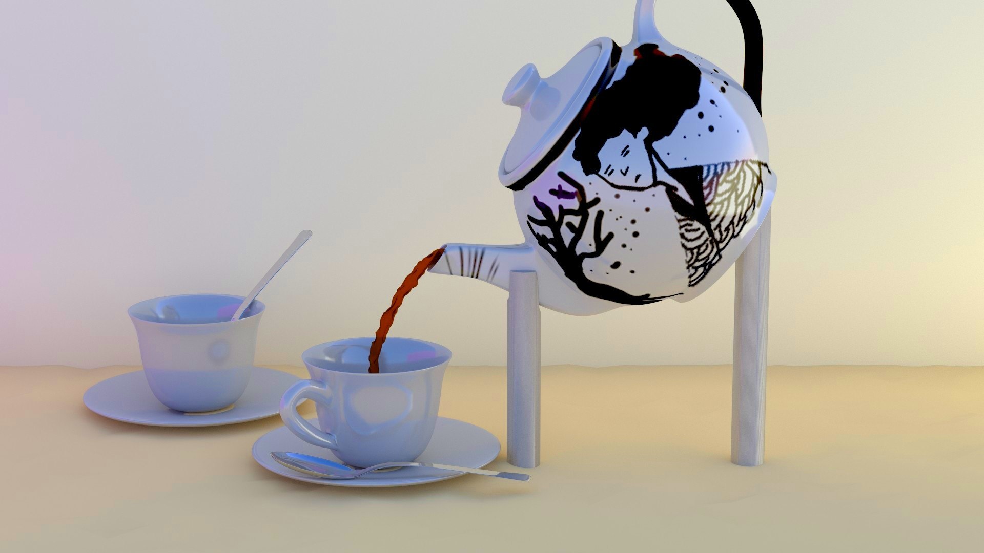 3d model tea service