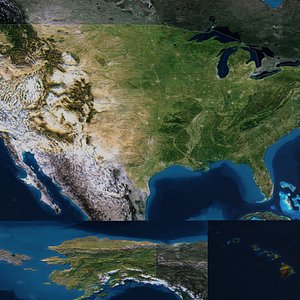 USA Map - 40K Realistic Satellite Terrain - Elevation