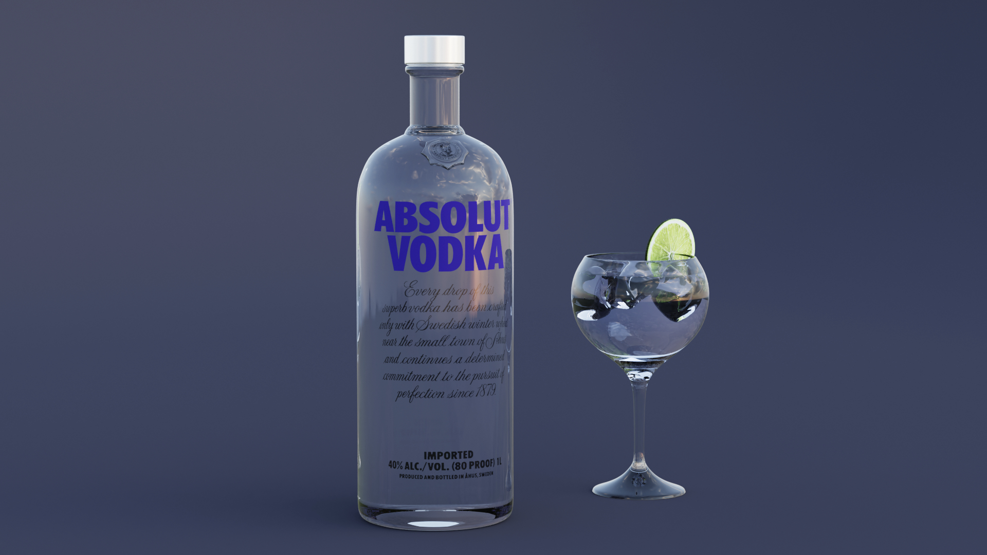 伏特加酒瓶和玻璃杯3D模型 - TurboSquid 1816020