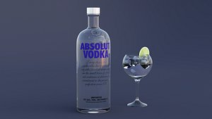Vodka Bottle and Glass 3D