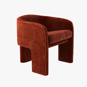 milo baughman armchair in orange velvet