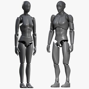 3D Male and Female Articulated Action Figure model