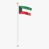 Kuwait Flag Stand Pole Animated