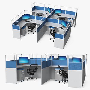 Open Plan Office Cubicle Furniture Set with Chairs