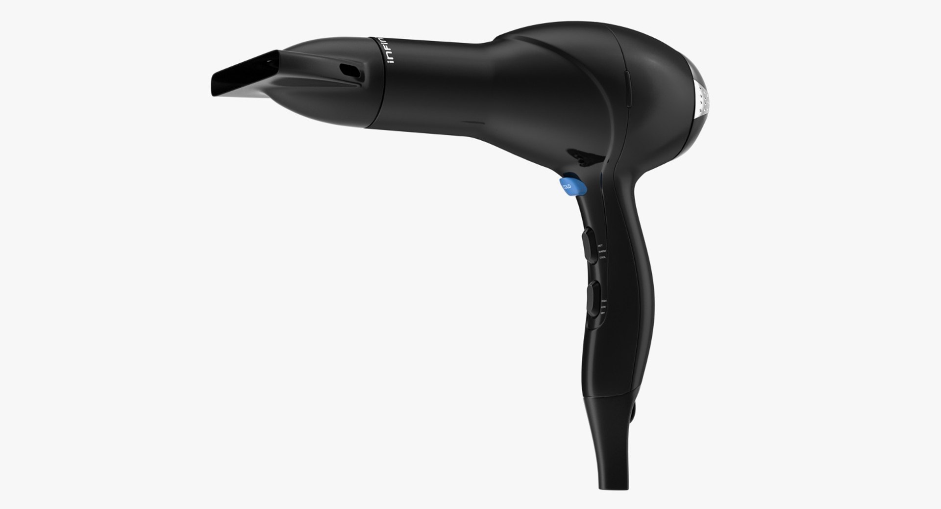 Hair Dryer with Nozzle 3D model preview