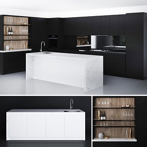 glamour black kitchen laminex 3D model