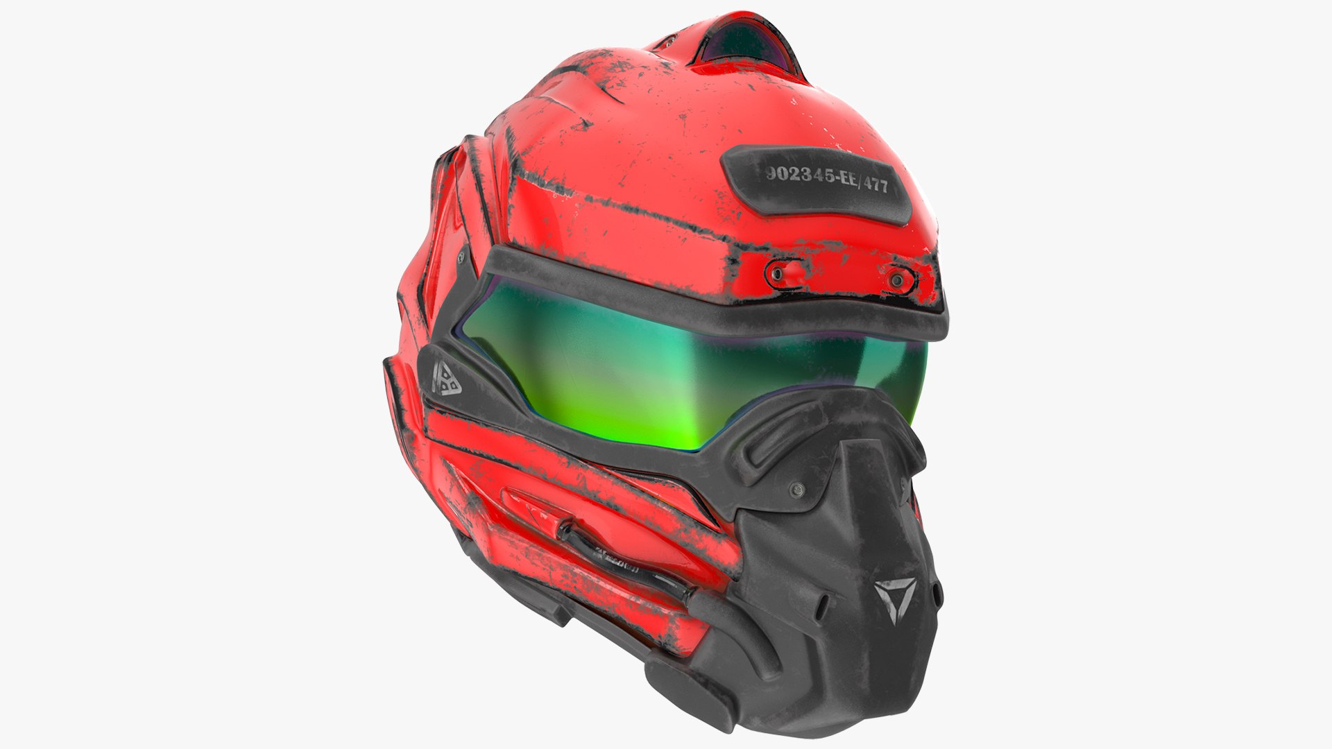 Sci-Fi Old Futuristic Helmet Red 3D model for industrial visualization, technical presentation, simulation, product rendering, and animation