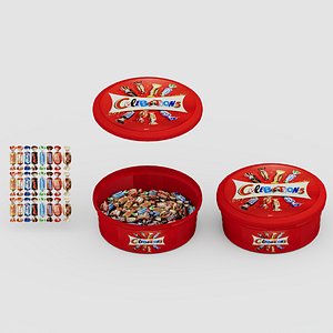 3D celebrations tub and sweets - twix galaxy milkyway mars bounty snicker