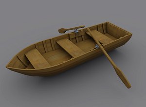 wood row boat 3d model