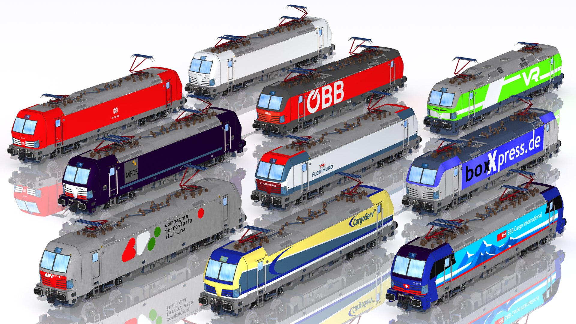3D Collection Of 10 Siemens Vectron Locomotives In Different Types And ...