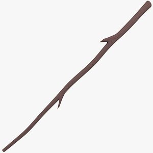 simple wooden staff 3D