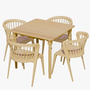 3D model Classic Dining Table 4 Seater
