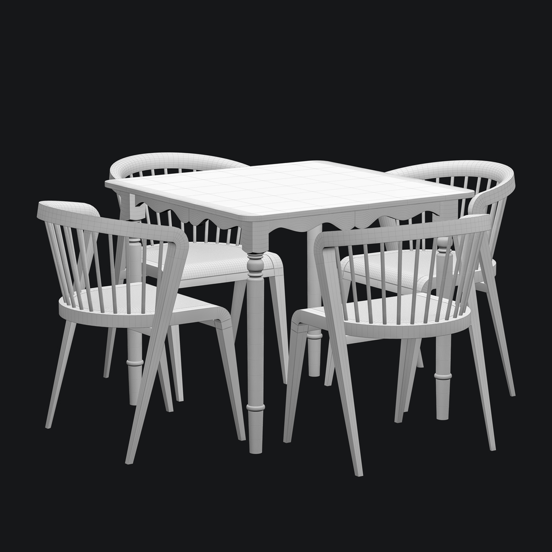 3D model Classic Dining Table 4 Seater TurboSquid 1788513
