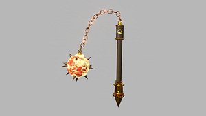 Medieval Flail 06 Fire - Character Fantasy Weaponry 3D